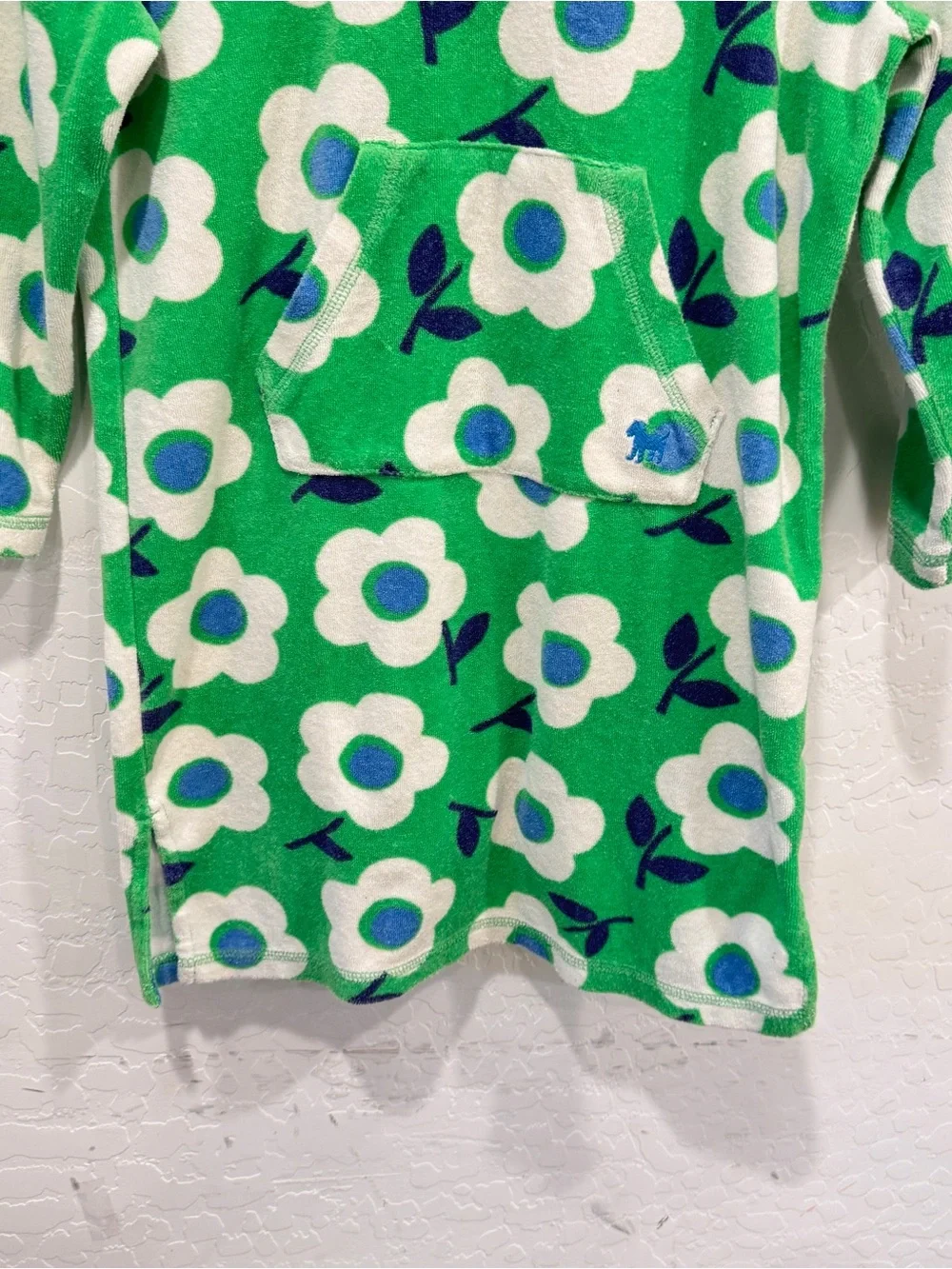 Mini Boden Green Floral Hooded Swim Coverup Girls 6-7Y Terry Cloth Novelty